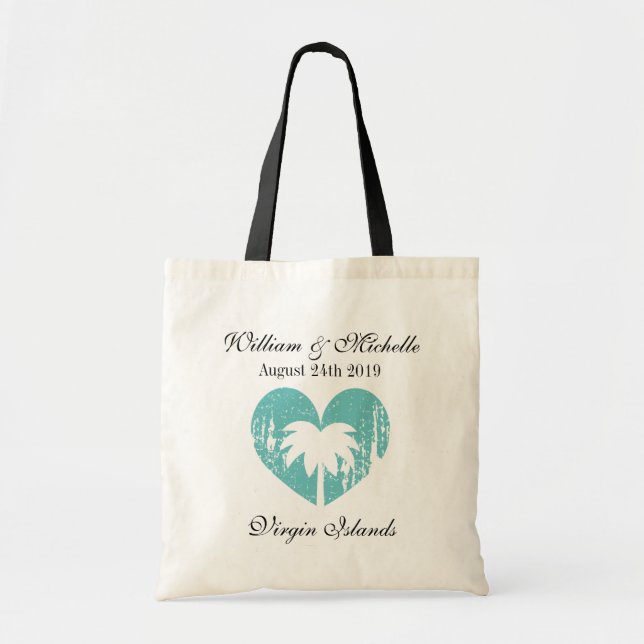Custom destination vintage beach wedding tote bag (Front)