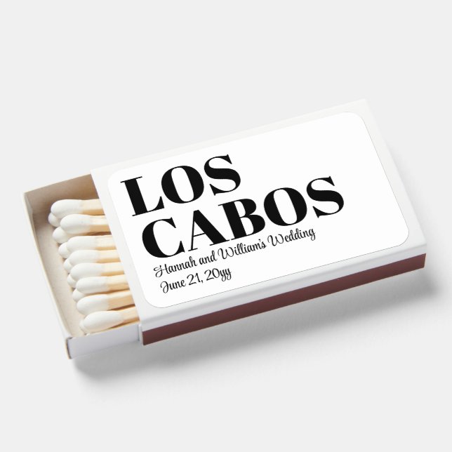 Custom Destination Wedding Welcome to Los Cabos Matchboxes (Front Open)