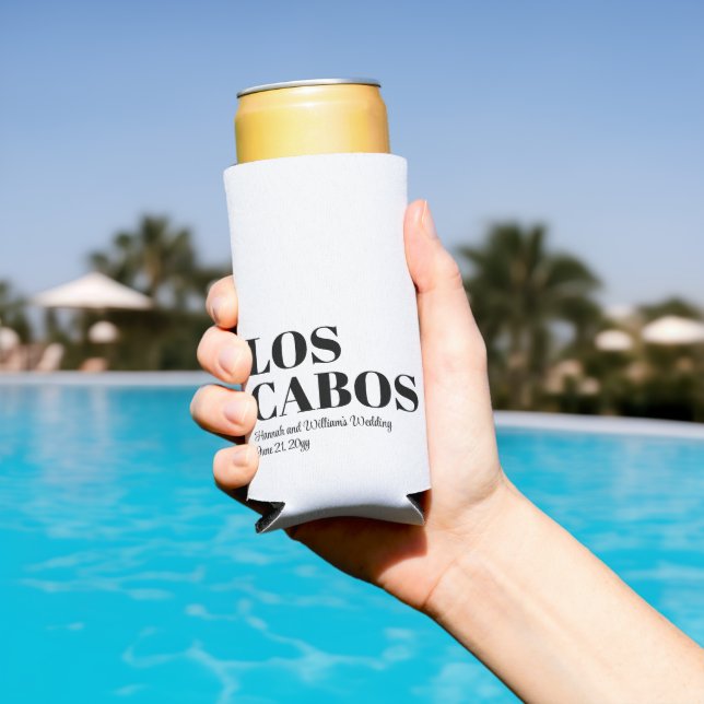Custom Destination Wedding Welcome to Los Cabos Seltzer Can Cooler (In Situ Pool)