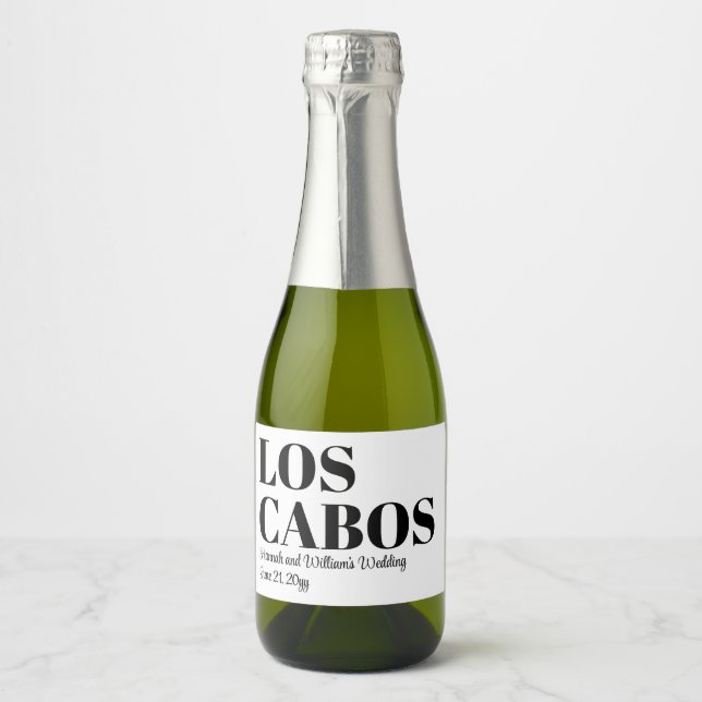 Custom Destination Wedding Welcome to Los Cabos Sparkling Wine Label (Front)