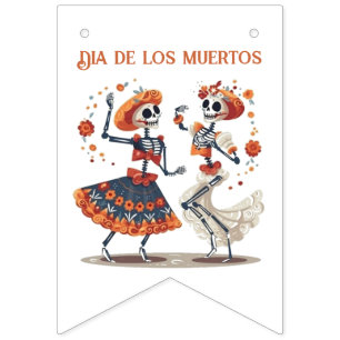 Custom Día de los Muertos Dancing Skeleton Couple Bunting Flags