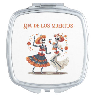 Custom Día de los Muertos Dancing Skeleton Couple Compact Mirror