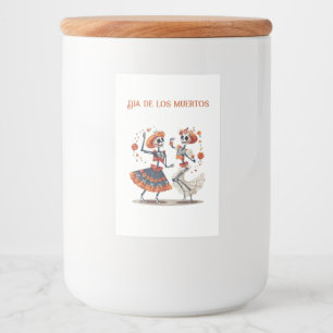 Custom Día de los Muertos Dancing Skeleton Couple Food Label