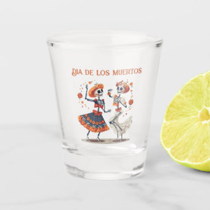 Custom Día de los Muertos Dancing Skeleton Couple Shot Glass