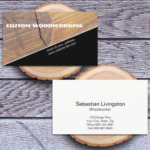 Custom Diagonal Wood Woodworking Professional Business Card