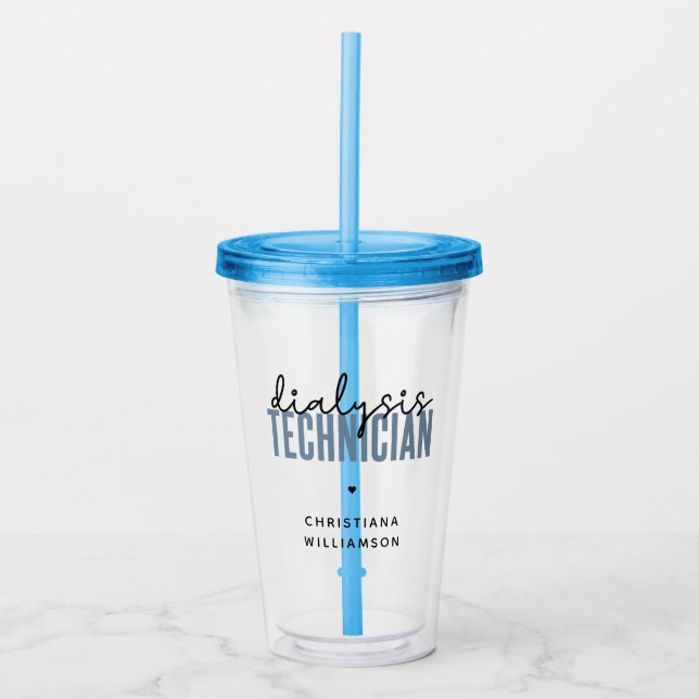 Custom Dialysis Technician | Nephrology Tech Gifts Acrylic Tumbler (Front)