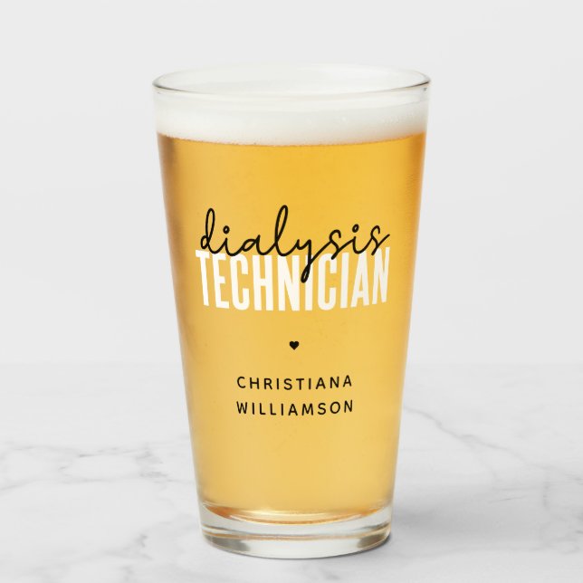 Custom Dialysis Technician | Nephrology Tech Gifts Glass (Front Filled)