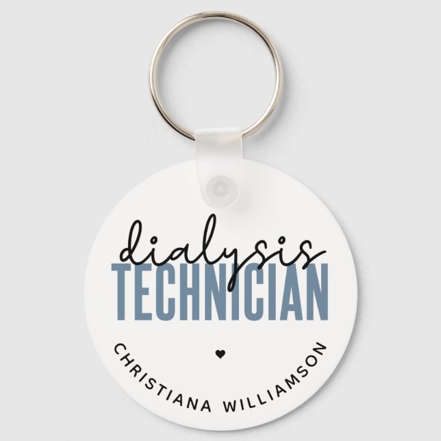 Custom Dialysis Technician | Nephrology Tech Gifts Keychain (Front)