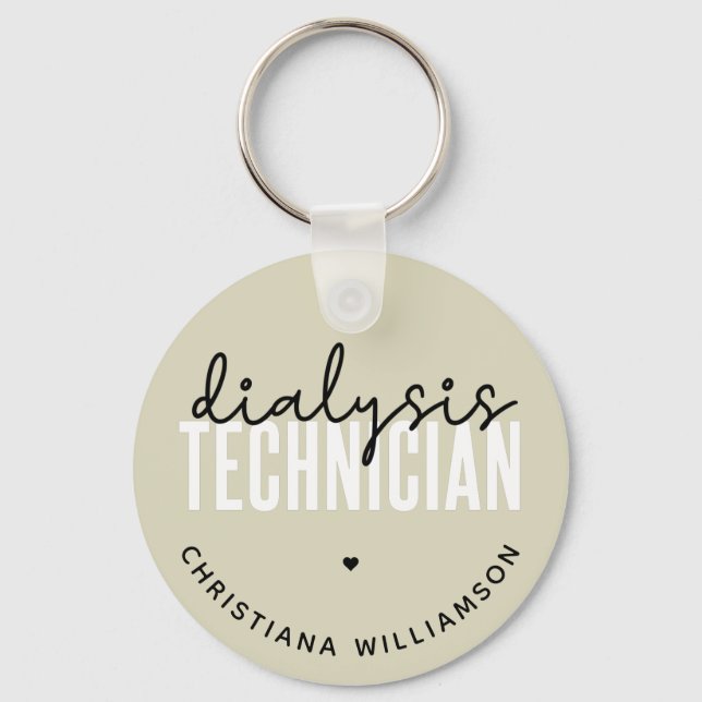 Custom Dialysis Technician | Nephrology Tech Gifts Keychain (Front)