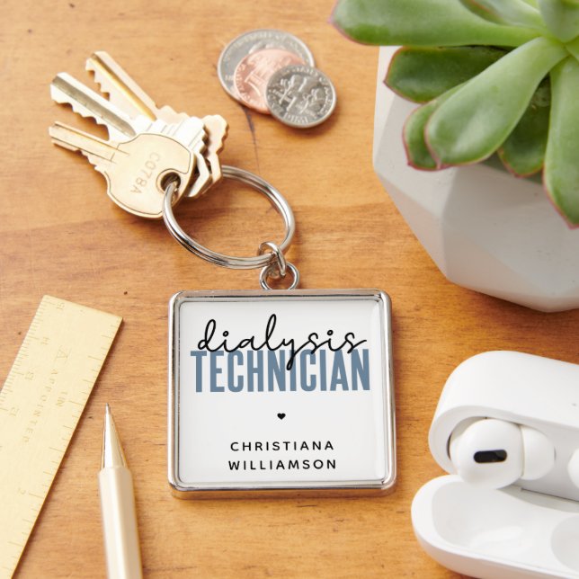 Custom Dialysis Technician | Nephrology Tech Gifts Keychain (Desk)