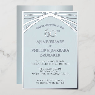 Custom Diamond 60th Wedding Anniversary Party Foil Invitation