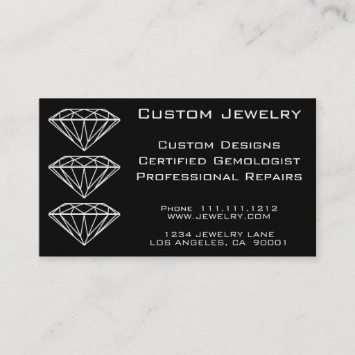 Customizable CUSTOM DIAMOND JEWELRY BUSINESS CARD TEMPLATE