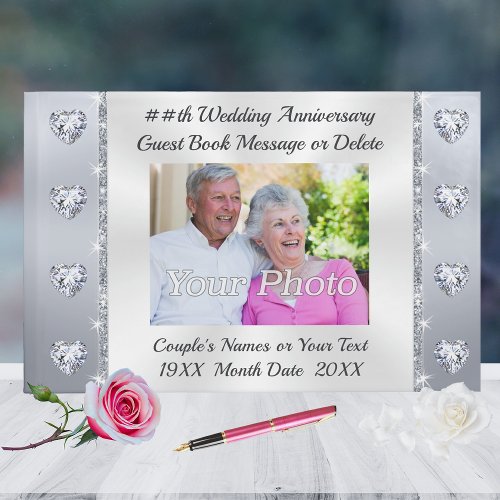 Custom Diamond Wedding Anniversary Guest Book