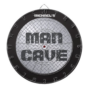 Custom Diamondplate Look Man Cave Dartboard With Darts