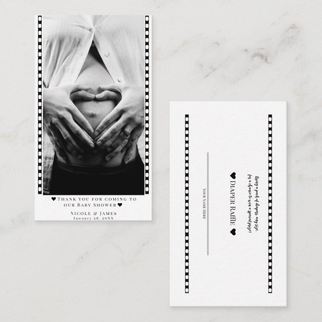 Custom Diaper Raffle Baby Shower Photo Prize Cards (Front/Back)