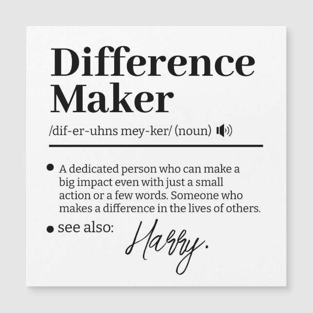 Custom Difference Maker, Mentor Appreciation Gift  (Front)