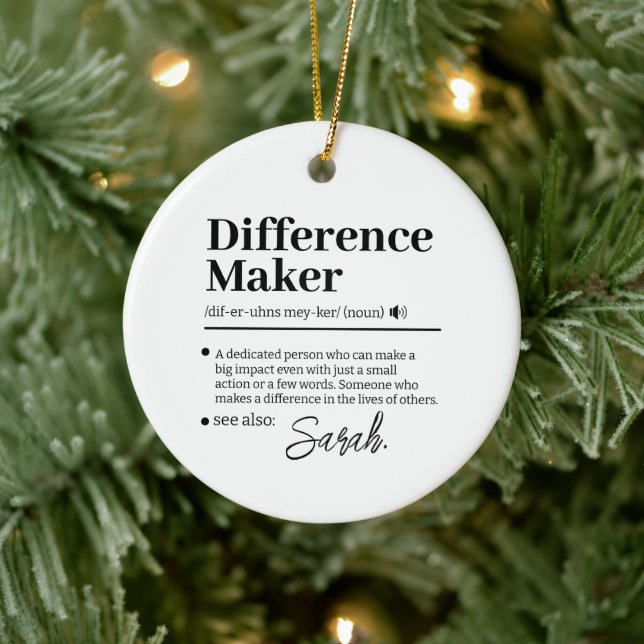 Custom Difference Maker, Mentor Appreciation Gift  Ceramic Ornament (Tree)