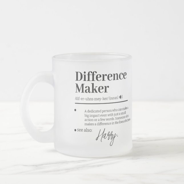 Custom Difference Maker, Mentor Appreciation Gift  Frosted Glass Coffee Mug (Left)
