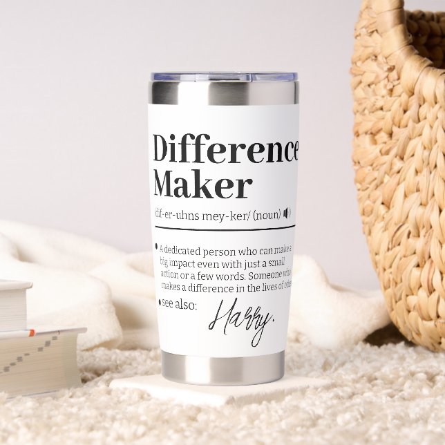 Custom Difference Maker, Mentor Appreciation Gift  Insulated Tumbler (Living Room (Rotated))