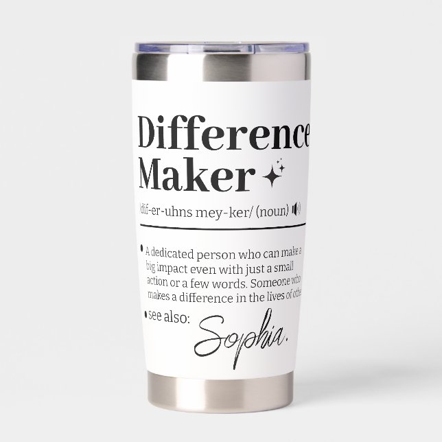 Custom Difference Maker, Mentor Appreciation Gift  Insulated Tumbler (Front)