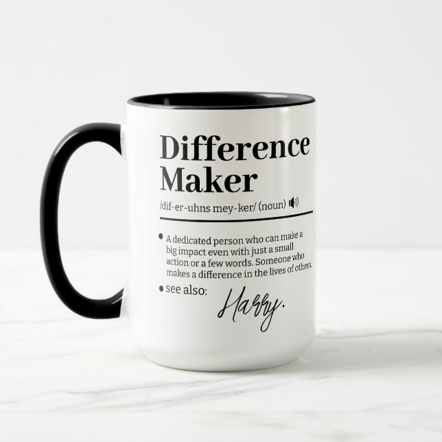 Custom Difference Maker, Mentor Appreciation Gift  Mug (Left)