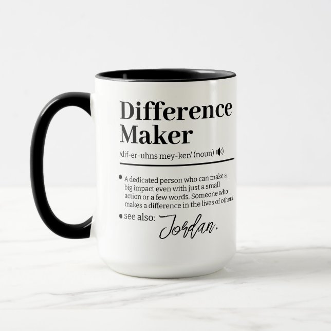 Custom Difference Maker, Mentor Appreciation Gift  Mug (Left)