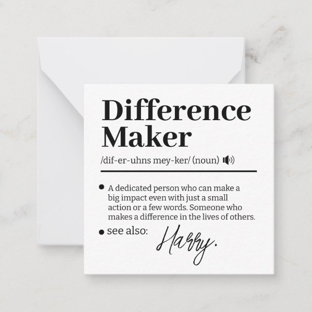 Custom Difference Maker, Mentor Appreciation Gift  Note Card (Front)