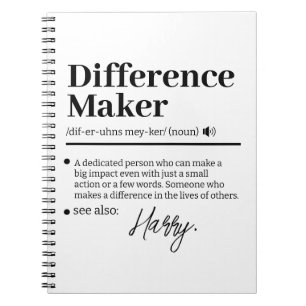 Custom Difference Maker, Mentor Appreciation Gift Notebook