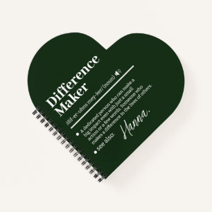 Custom Difference Maker, Mentor Appreciation Gift Notebook