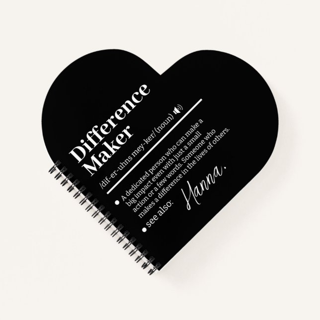 Custom Difference Maker, Mentor Appreciation Gift  Notebook (Front)