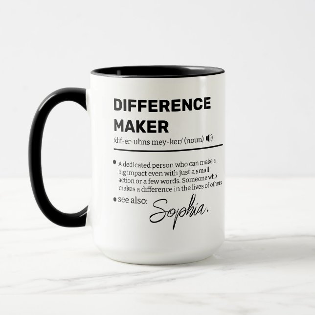 Custom Difference Maker Mug, Appreciation Gift Mug (Left)
