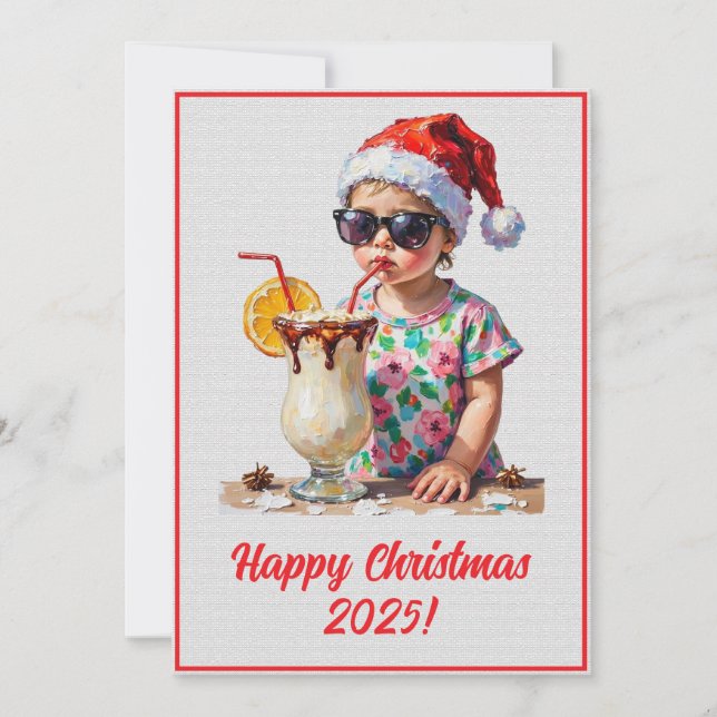 Custom Digital Christmas Baby And Milk Xmas Card (Front)