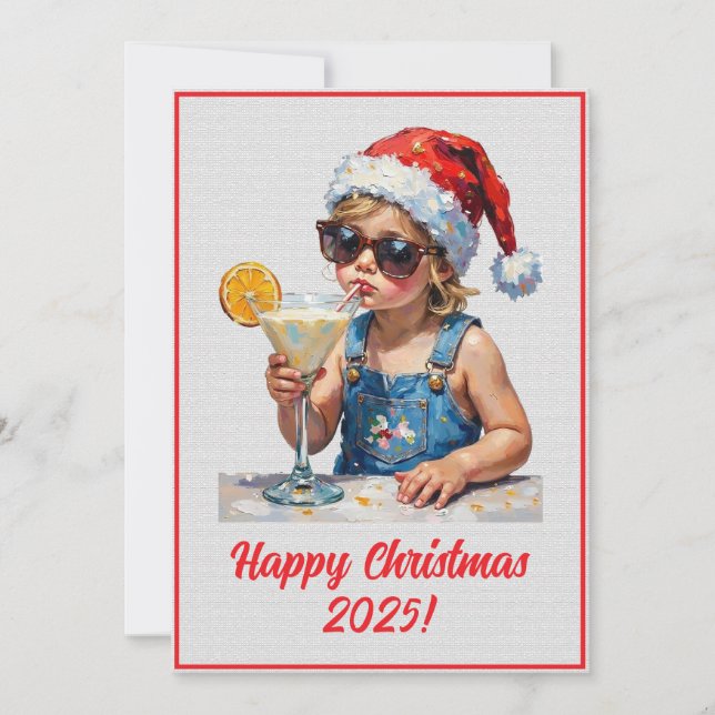 Custom Digital Christmas Baby Drinking Milk Xmas Card (Front)