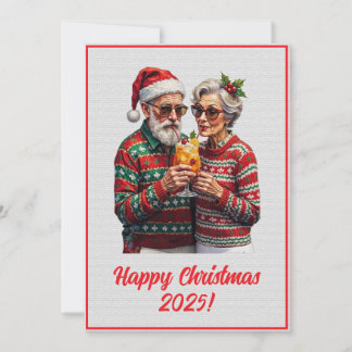 Custom Digital Elderly Couple Sharing Xmas Spirit Card