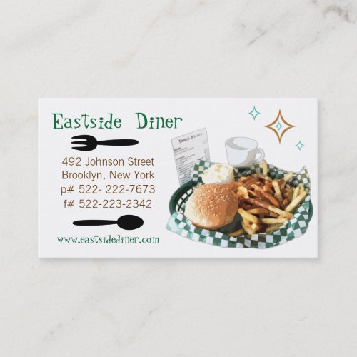 Custom Diner Deli or Cafe Business Card