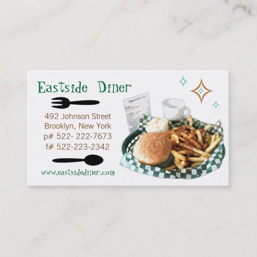 Customizable Custom Diner, Deli or Cafe Business Card