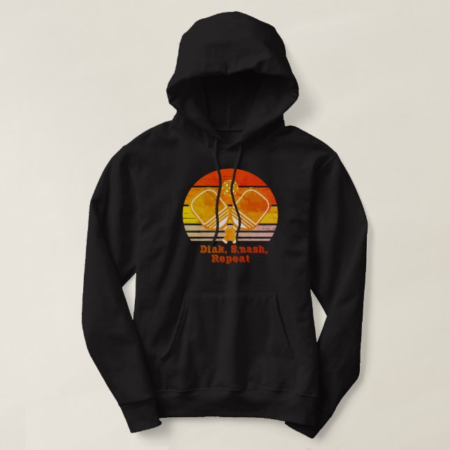 Custom Dink & Smash Sunset Design Pickleball Humor Hoodie (Design Front)
