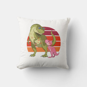Custom Dino Papasaurus Papa Dad Father Funny T-Shi Throw Pillow