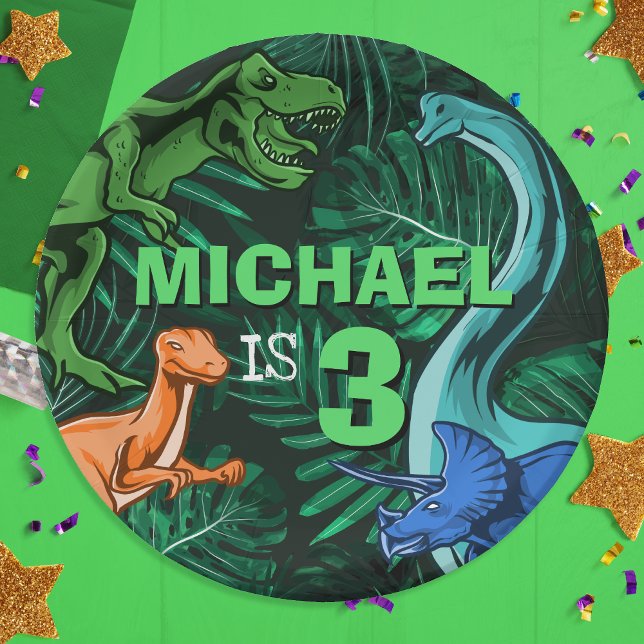 Custom Dino Trex Jurassic Boy Dinosaur Birthday Paper Plates (Custom Dino Trex Jurassic Boy Dinosaur Birthday Paper Plates)