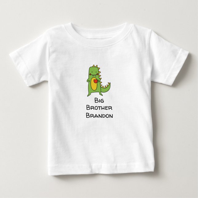 Custom Dinosaur Baby Boy T-Shirt – Big Brother Tee (Front)