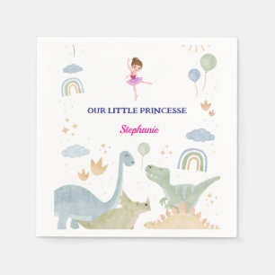 custom dinosaur ballerina ballets birthday  napkins