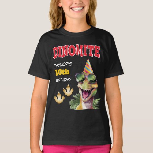 Custom Dinosaur Dinomite Birthday Monogrammed T_Shirt