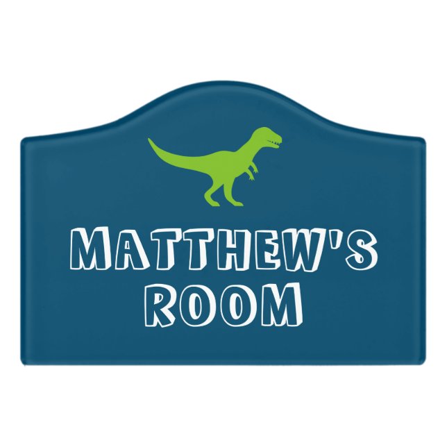 Custom dinosaur door sign for kid's bedroom (Small Crest Front)