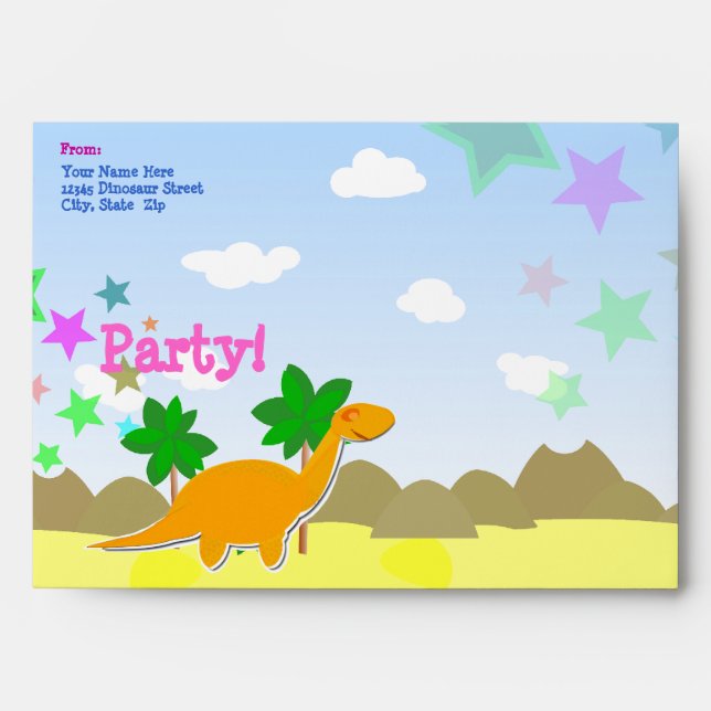 Custom Dinosaur Party Envelopes (Front)