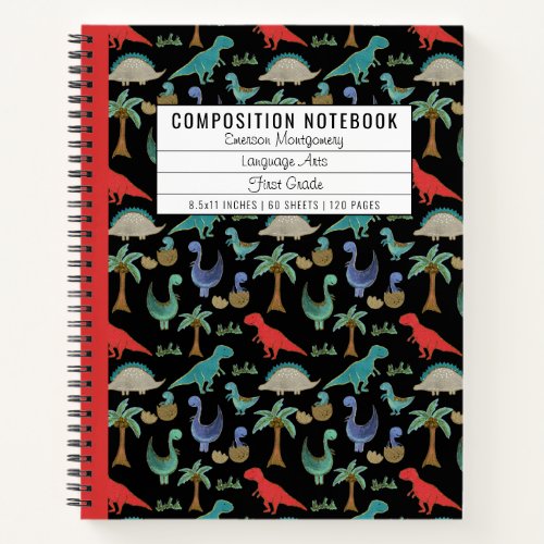 Custom Dinosaur Pattern Kids Composition  Notebook