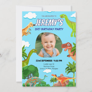 Custom Dinosaur Photo Birthday Invitation
