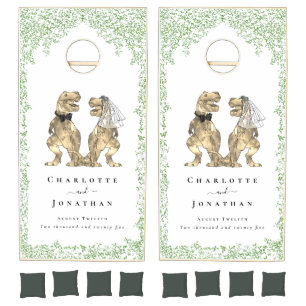 Custom Dinosaur Theme Wedding Cornhole Set
