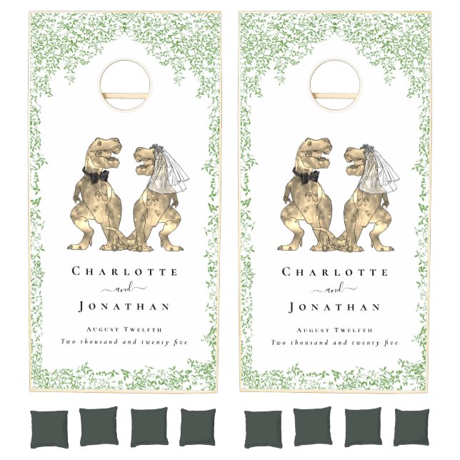 Custom Dinosaur Theme Wedding Cornhole Set (Set)
