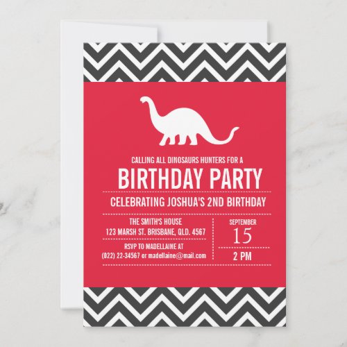 Custom Dinosaurs Birthday Party Invitation for Boy