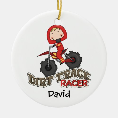 Custom Dirt Track Racer Kids Christmas Ornament